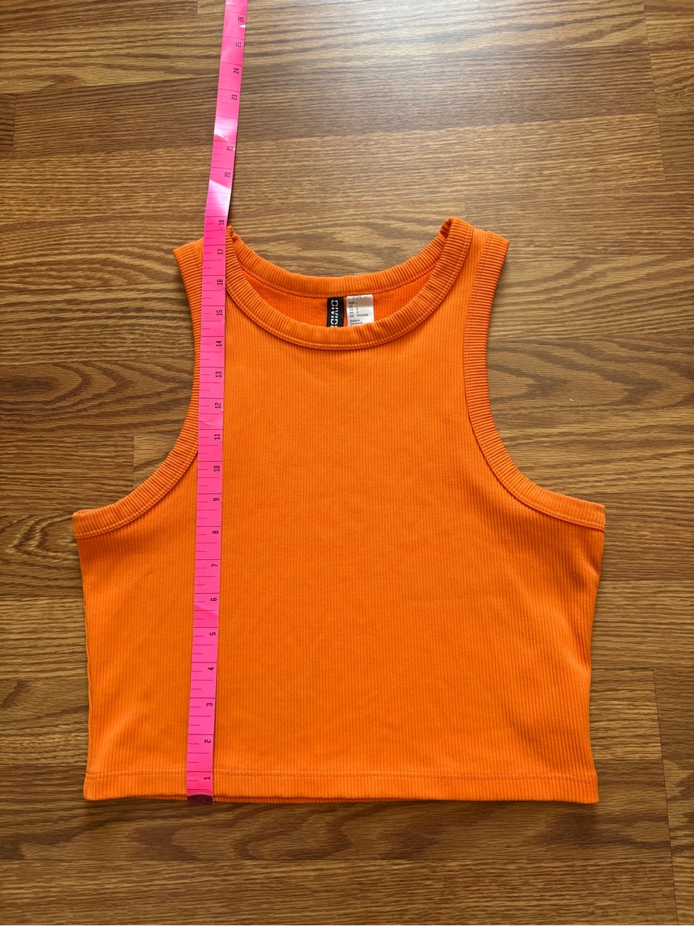 Divided Orange Ribbed Crop Tank - Picture 2 of 4